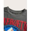 image:imageGORGLITTER Womens Graphic Print Cap Sleeve Crop Top Casual Round Neck Short Sleeve TShirtDark Grey