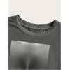 image:imageGORGLITTER Womens Graphic Print Cap Sleeve Crop Top Casual Round Neck Short Sleeve TShirtGrey Figure