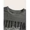 image:imageGORGLITTER Womens Graphic Print Cap Sleeve Crop Top Casual Round Neck Short Sleeve TShirtGrey Letter  Motorcycle