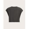 image:imageGORGLITTER Womens Graphic Print Cap Sleeve Crop Top Casual Round Neck Short Sleeve TShirtGrey Letter  Motorcycle
