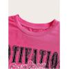 image:imageGORGLITTER Womens Graphic Print Cap Sleeve Crop Top Casual Round Neck Short Sleeve TShirtHot Pink Letter  Motorcycle