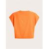 image:imageGORGLITTER Womens Graphic Print Cap Sleeve Crop Top Casual Round Neck Short Sleeve TShirtOrange Letter  Motorcycle