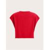 image:imageGORGLITTER Womens Graphic Print Cap Sleeve Crop Top Casual Round Neck Short Sleeve TShirtRed Car  Letter