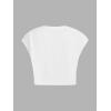 image:imageGORGLITTER Womens Graphic Print Cap Sleeve Crop Top Casual Round Neck Short Sleeve TShirtWhite