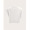 image:imageGORGLITTER Womens Graphic Print Cap Sleeve Crop Top Casual Round Neck Short Sleeve TShirtWhite Body Print