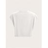 image:imageGORGLITTER Womens Graphic Print Cap Sleeve Crop Top Casual Round Neck Short Sleeve TShirtWhite Car  Letter