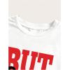 image:imageGORGLITTER Womens Graphic Print Cap Sleeve Crop Top Casual Round Neck Short Sleeve TShirtWhite Red and Black Letter