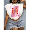 image:imageGORGLITTER Womens Graphic Print Cap Sleeve Crop Top Casual Round Neck Short Sleeve TShirtWhite Stripe  Lobster