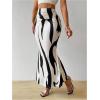 image:imageGORGLITTER Womens Graphic Print Fitted Mermaid Skirt High Waisted Elastic Ruched Bodycon Maxi SkirtBlack and White