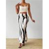 image:imageGORGLITTER Womens Graphic Print Fitted Mermaid Skirt High Waisted Elastic Ruched Bodycon Maxi SkirtBlack and White