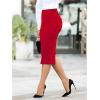 image:imageGORGLITTER Womens High Waisted Bodycon Skirt Tummy Control Pencil Midi Skirt with Back SlitRed