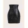 image:imageGORGLITTER Womens High Waisted Ruched Fitted Tummy Control Skirt Dressy Casual Leather Bodycon Mini SkirtBlack