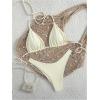 image:imageGORGLITTER Womens High Waisted Thong Bikini Set Halter Triangle Tie Back Swimsuit Bathing SuitApricot