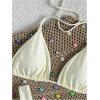 image:imageGORGLITTER Womens High Waisted Thong Bikini Set Halter Triangle Tie Back Swimsuit Bathing SuitApricot