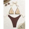 image:imageGORGLITTER Womens High Waisted Thong Bikini Set Halter Triangle Tie Back Swimsuit Bathing SuitBrown and Yellow