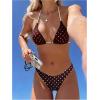 image:imageGORGLITTER Womens High Waisted Thong Bikini Set Halter Triangle Tie Back Swimsuit Bathing SuitBrown and Yellow