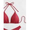 image:imageGORGLITTER Womens High Waisted Thong Bikini Set Halter Triangle Tie Back Swimsuit Bathing SuitBurgundy