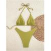 image:imageGORGLITTER Womens High Waisted Thong Bikini Set Halter Triangle Tie Back Swimsuit Bathing SuitSolid Green