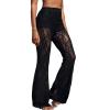 image:imageGORGLITTER Womens Lace Going Out Pants Flare Mesh High Waisted Sexy Sheer Bell Bottom Trousers Leggings Rave OutfitsBlack