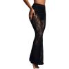 image:imageGORGLITTER Womens Lace Going Out Pants Flare Mesh High Waisted Sexy Sheer Bell Bottom Trousers Leggings Rave OutfitsBlack