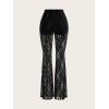 image:imageGORGLITTER Womens Lace Going Out Pants Flare Mesh High Waisted Sexy Sheer Bell Bottom Trousers Leggings Rave OutfitsBlack