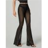 image:imageGORGLITTER Womens Lace Going Out Pants Flare Mesh High Waisted Sexy Sheer Bell Bottom Trousers Leggings Rave OutfitsBlack Solid