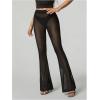image:imageGORGLITTER Womens Lace Going Out Pants Flare Mesh High Waisted Sexy Sheer Bell Bottom Trousers Leggings Rave OutfitsBlack Solid