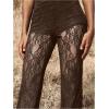 image:imageGORGLITTER Womens Lace Going Out Pants Flare Mesh High Waisted Sexy Sheer Bell Bottom Trousers Leggings Rave OutfitsCoffee Brown