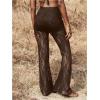 image:imageGORGLITTER Womens Lace Going Out Pants Flare Mesh High Waisted Sexy Sheer Bell Bottom Trousers Leggings Rave OutfitsCoffee Brown