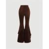image:imageGORGLITTER Womens Lace Gothic Pants Y2K Fall Velvet Goth Bell Bottom Festival Halloween Renaissance Rave Flare PantsBrown