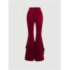 image:imageGORGLITTER Womens Lace Gothic Pants Y2K Fall Velvet Goth Bell Bottom Festival Halloween Renaissance Rave Flare PantsRed