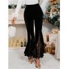 image:imageGORGLITTER Womens Lace Gothic Pants Y2K Fall Velvet Goth Bell Bottom Festival Halloween Renaissance Rave Flare PantsSolid Black Velvet