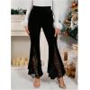 image:imageGORGLITTER Womens Lace Gothic Pants Y2K Fall Velvet Goth Bell Bottom Festival Halloween Renaissance Rave Flare PantsSolid Black Velvet