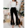 image:imageGORGLITTER Womens Lace Gothic Pants Y2K Fall Velvet Goth Bell Bottom Festival Halloween Renaissance Rave Flare PantsSolid Black Velvet