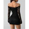 image:imageGORGLITTER Womens Lace Long Sleeves Mini Dress Y2K Fall Sexy Off The Shoulder Bodycon Night Out Birthday Party DressesBlack