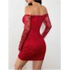 image:imageGORGLITTER Womens Lace Long Sleeves Mini Dress Y2K Fall Sexy Off The Shoulder Bodycon Night Out Birthday Party DressesBurgundy