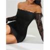 image:imageGORGLITTER Womens Lace Long Sleeves Mini Dress Y2K Fall Sexy Off The Shoulder Bodycon Night Out Birthday Party DressesSolid Black