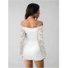 image:imageGORGLITTER Womens Lace Long Sleeves Mini Dress Y2K Fall Sexy Off The Shoulder Bodycon Night Out Birthday Party DressesWhite