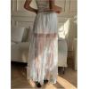 image:imageGORGLITTER Womens Lace Maxi Skirt Mesh Sheer Renaissance Fairy High Waisted Ruffle Hem Flowy A Line Long Pencil SkirtWhite
