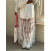 image:imageGORGLITTER Womens Lace Maxi Skirt Mesh Sheer Renaissance Fairy High Waisted Ruffle Hem Flowy A Line Long Pencil SkirtWhite