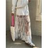 image:imageGORGLITTER Womens Lace Maxi Skirt Mesh Sheer Renaissance Fairy High Waisted Ruffle Hem Flowy A Line Long Pencil SkirtWhite