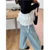 image:imageGORGLITTER Womens Lace Micro Mini Skirt Boho Layered Ruffle Hem Tie Side Coquette Fairy Short Skirt Pants Accessories