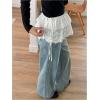 image:imageGORGLITTER Womens Lace Micro Mini Skirt Boho Layered Ruffle Hem Tie Side Coquette Fairy Short Skirt Pants Accessories
