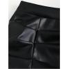 image:imageGORGLITTER Womens Leather Mini Skirt Ruched Split Hem High Waisted Hip Wrap Party Club Bodycon SkirtsBlack