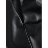 image:imageGORGLITTER Womens Leather Mini Skirt Ruched Split Hem High Waisted Hip Wrap Party Club Bodycon SkirtsBlack