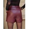 image:imageGORGLITTER Womens Leather Shorts Pleated High Waisted Wide Leg Dressy Business Casual Shorts with PocketsBurgundy