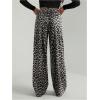 image:imageGORGLITTER Womens Leopard Pants Cheetah Animal Print Wide Leg Elastic High Waisted Baggy Causal Travel Sweat PantsBlack