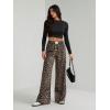 image:imageGORGLITTER Womens Leopard Pants Cheetah Animal Print Wide Leg Elastic High Waisted Baggy Causal Travel Sweat PantsBrown