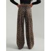 image:imageGORGLITTER Womens Leopard Pants Cheetah Animal Print Wide Leg Elastic High Waisted Baggy Causal Travel Sweat PantsBrown