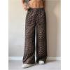 image:imageGORGLITTER Womens Leopard Pants Cheetah Animal Print Wide Leg Elastic High Waisted Baggy Causal Travel Sweat PantsBrown1